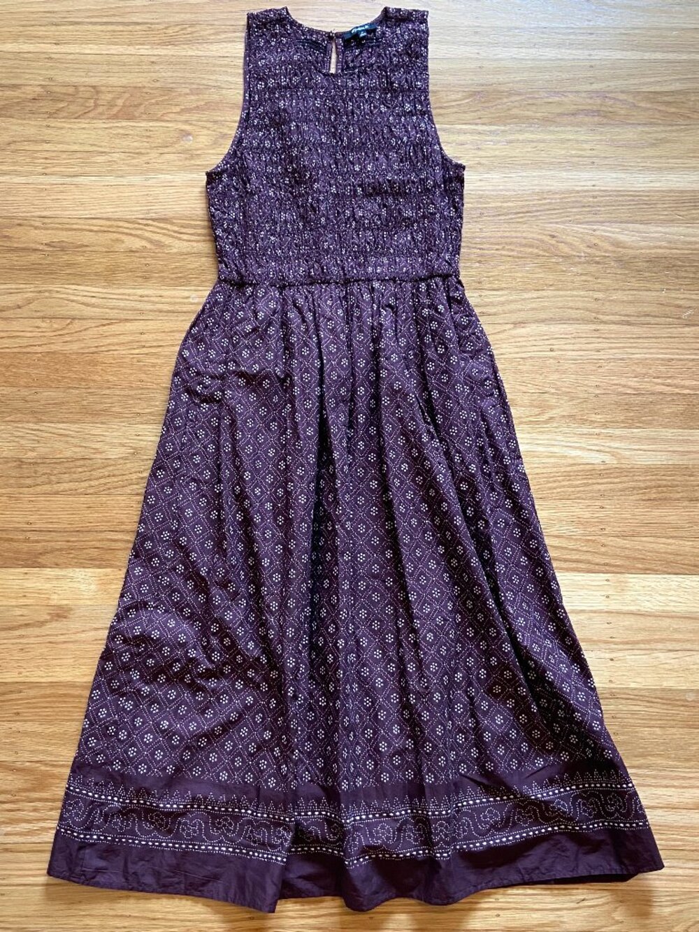 Madewell Melody Smocked Midi Dress in Diamond Daisy Print/Dusty Plum
